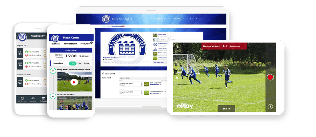 Blantyre Victoria FC Pitchero Club Website and apps mockup