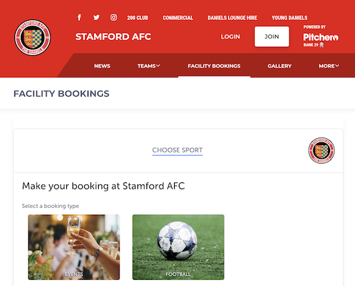 stamford FC (Facility bookings)